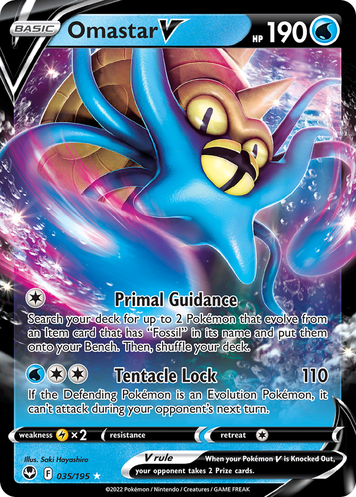Omastar V Pokémon card