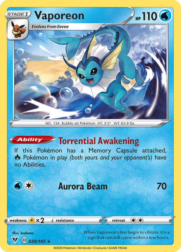 Vaporeon Pokémon card