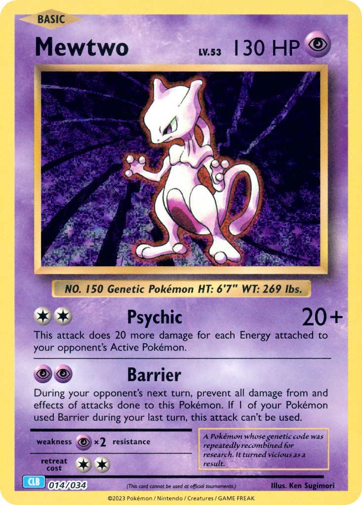 Mewtwo Pokémon card