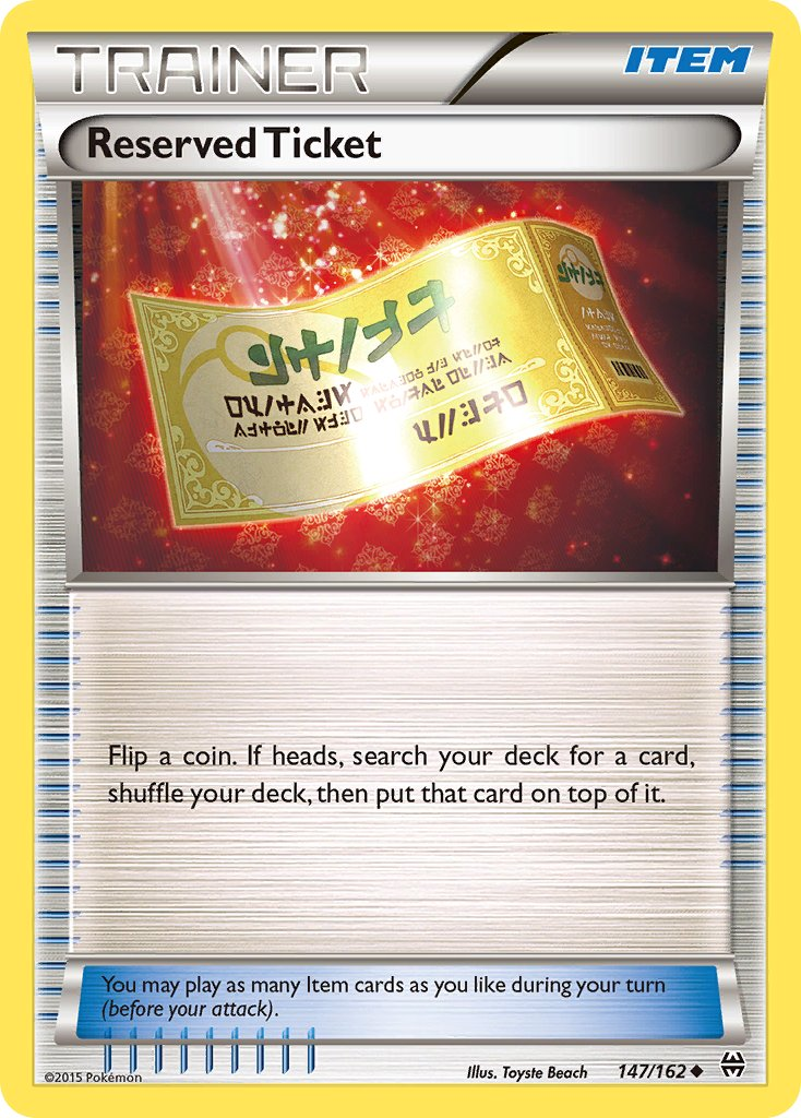 Reserved Ticket Pokémon card