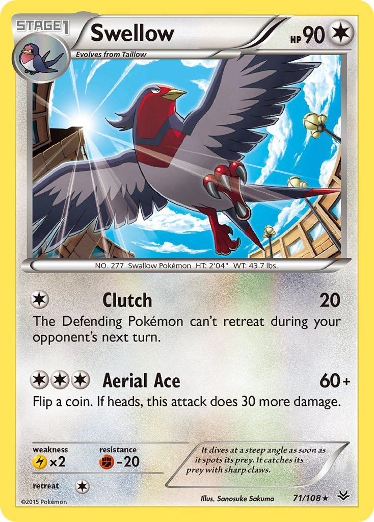 Swellow Pokémon card
